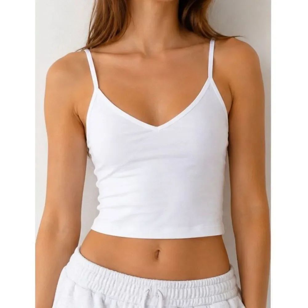 Brandy Melville White Cropped Cami Tank One Size XS S Y2K